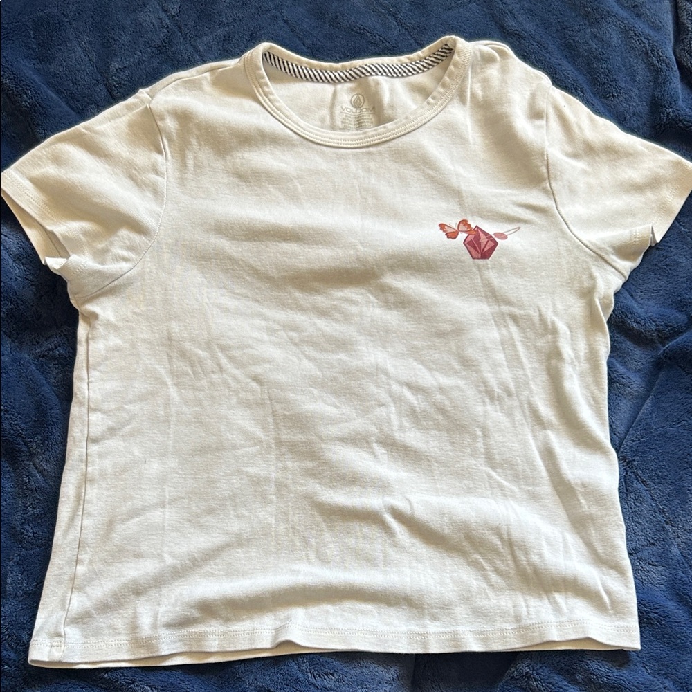 Volcom Kids Cream Tee with Pink Graphic